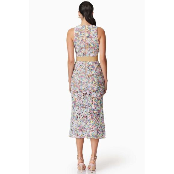 ELLIATT Rue Crochet Midi Dress - Pastel Multi cocktail Dinner Dress size S NWT - Picture 5 of 9